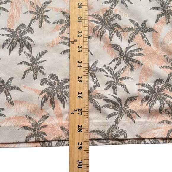 Travis Mathew Polo Shirt Men's Large All Over Palm Tree Print Gray Pale Orange - Picture 6 of 8